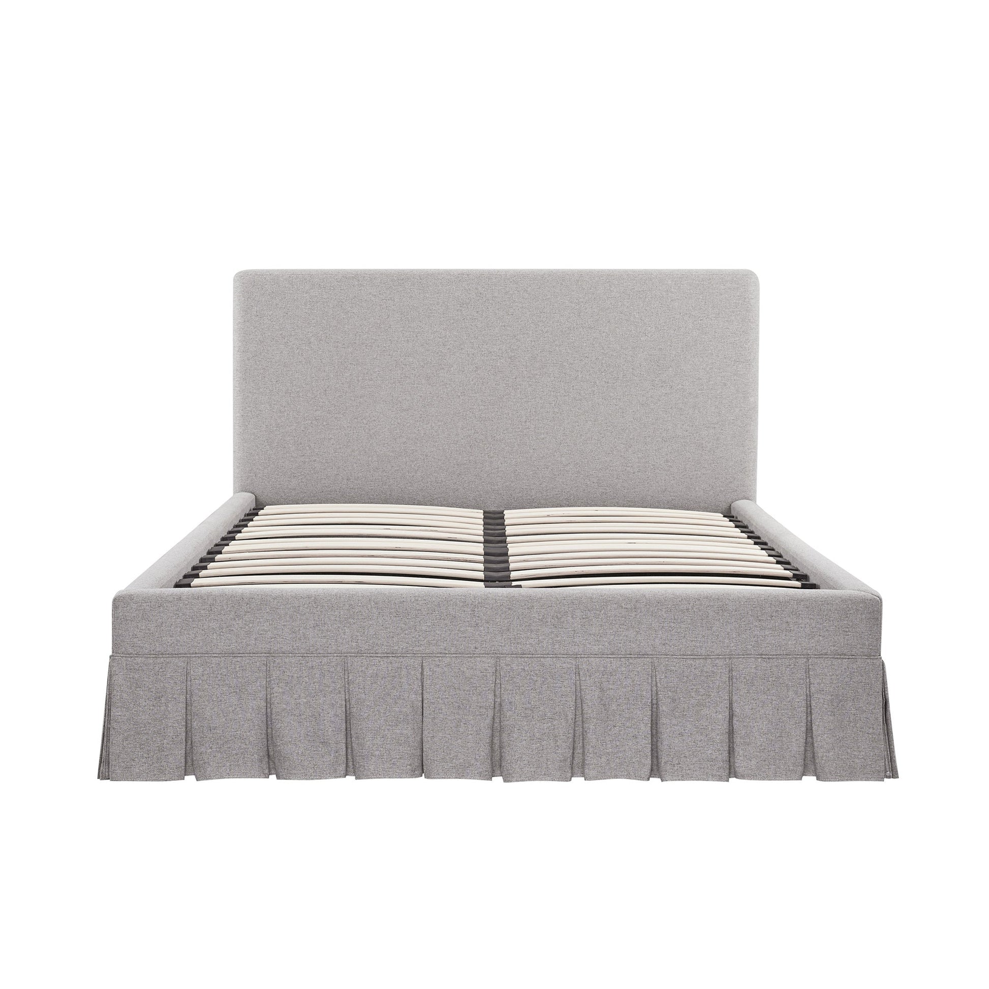 Egerton Box-Pleat Ottoman Bed with Storage, Stone Brushed Fabric