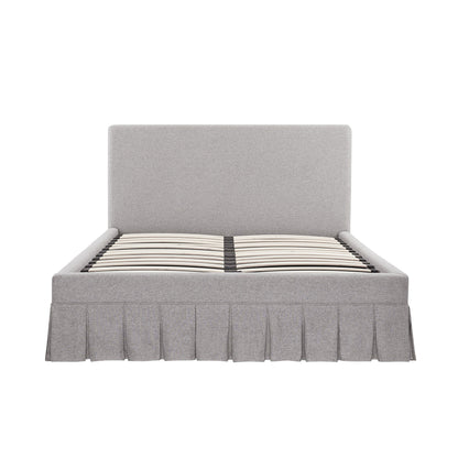 Egerton Box-Pleat Ottoman Bed with Storage, Stone Brushed Fabric