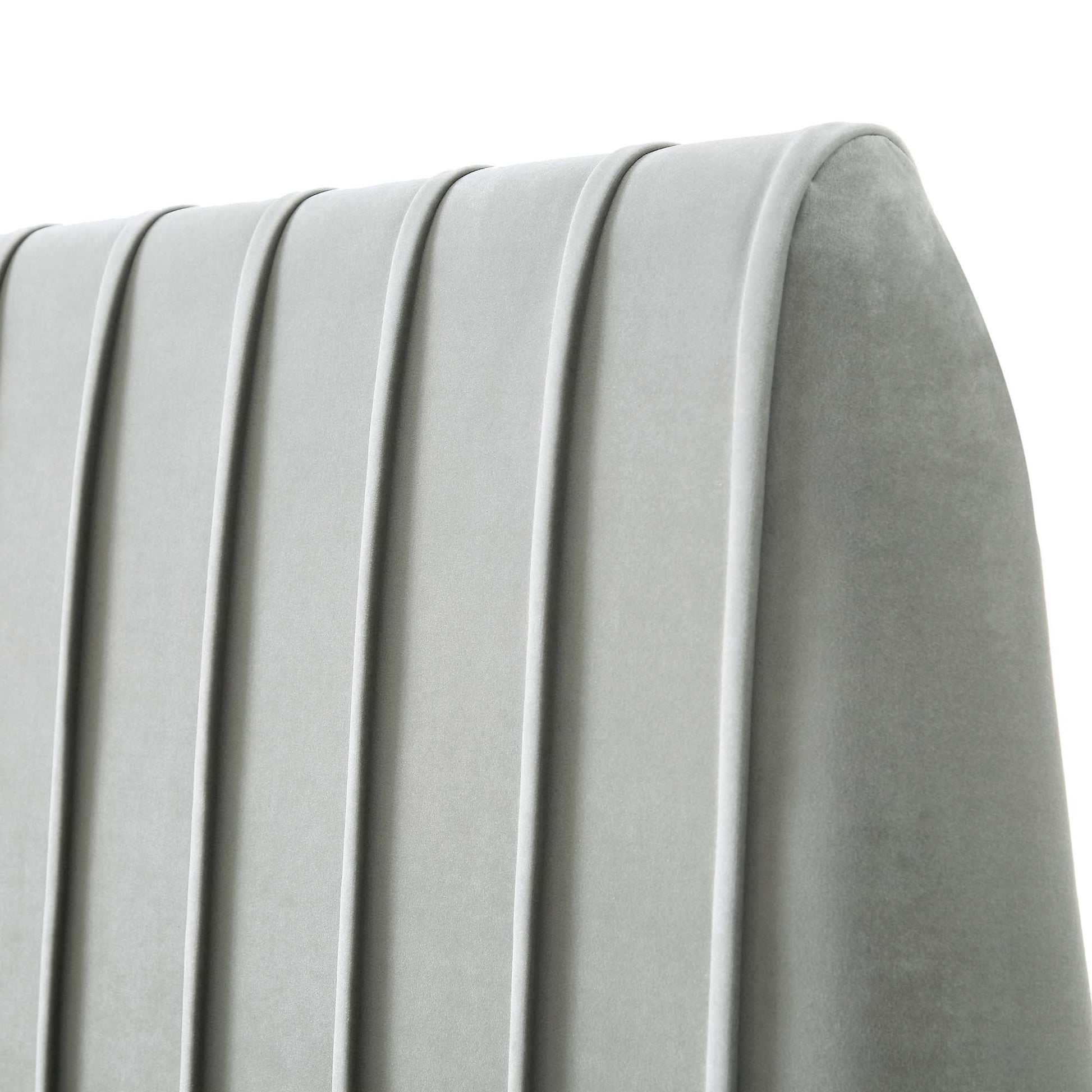 Helia Pleated Ottoman Bed with Storage, Silver Grey Velvet