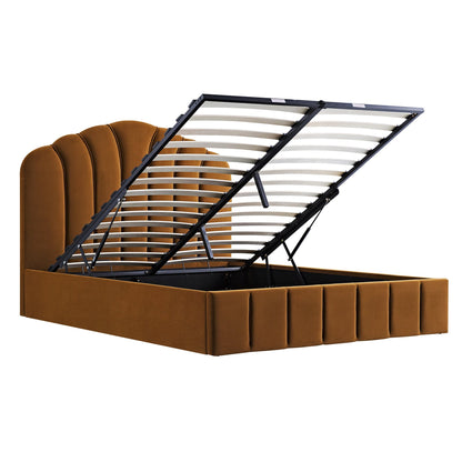 Hana Ottoman Bed with Storage, Cinnamon Velvet