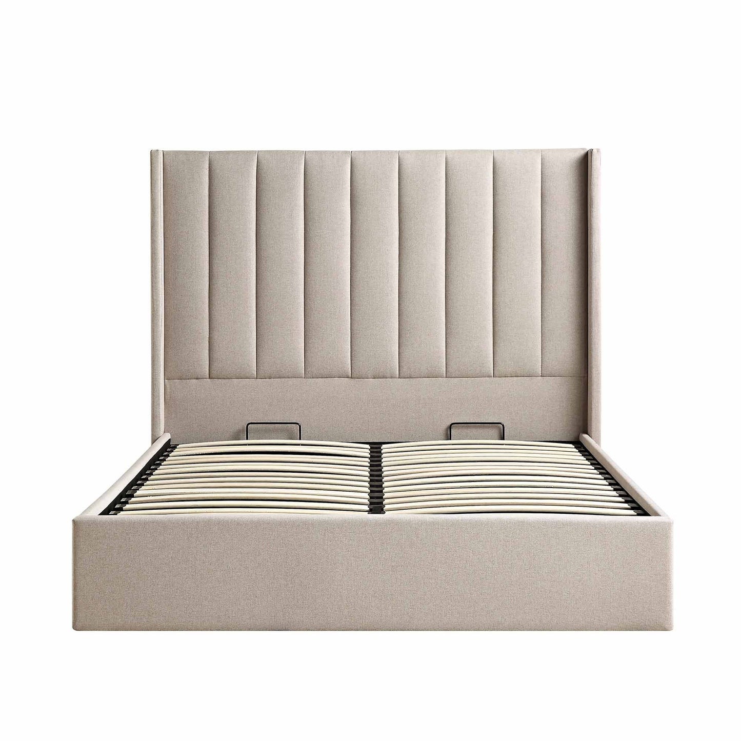 Wilton Warm Stone Fabric Ottoman Bed with Storage