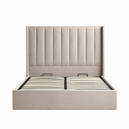 Wilton Warm Stone Fabric Ottoman Bed with Storage