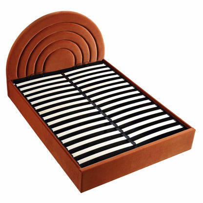 Archer Rust Velvet Ottoman Bed with Storage