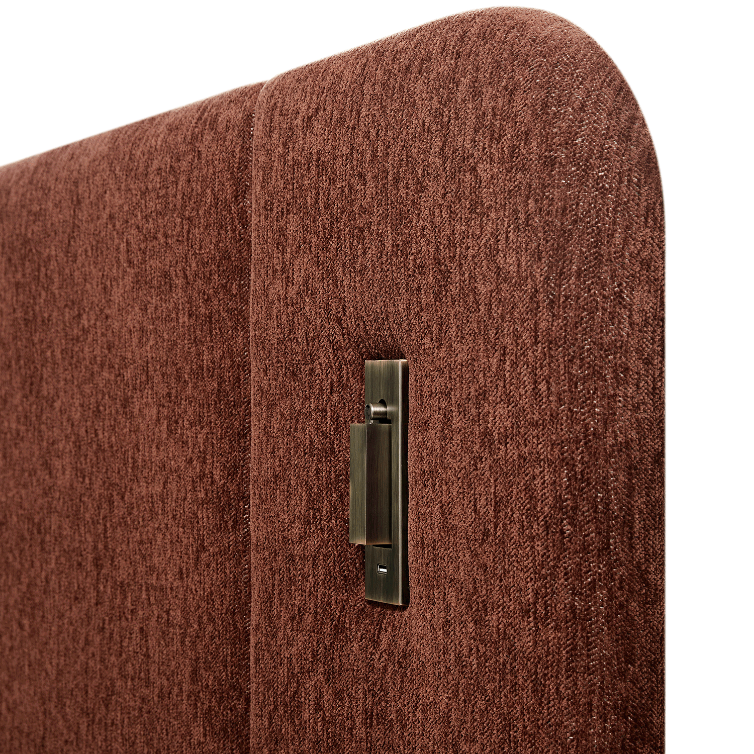 Della Extended Headboard Bed with Storage, Burnt Brick Chenille