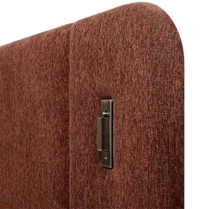 Della Extended Headboard Bed with Storage, Burnt Brick Chenille