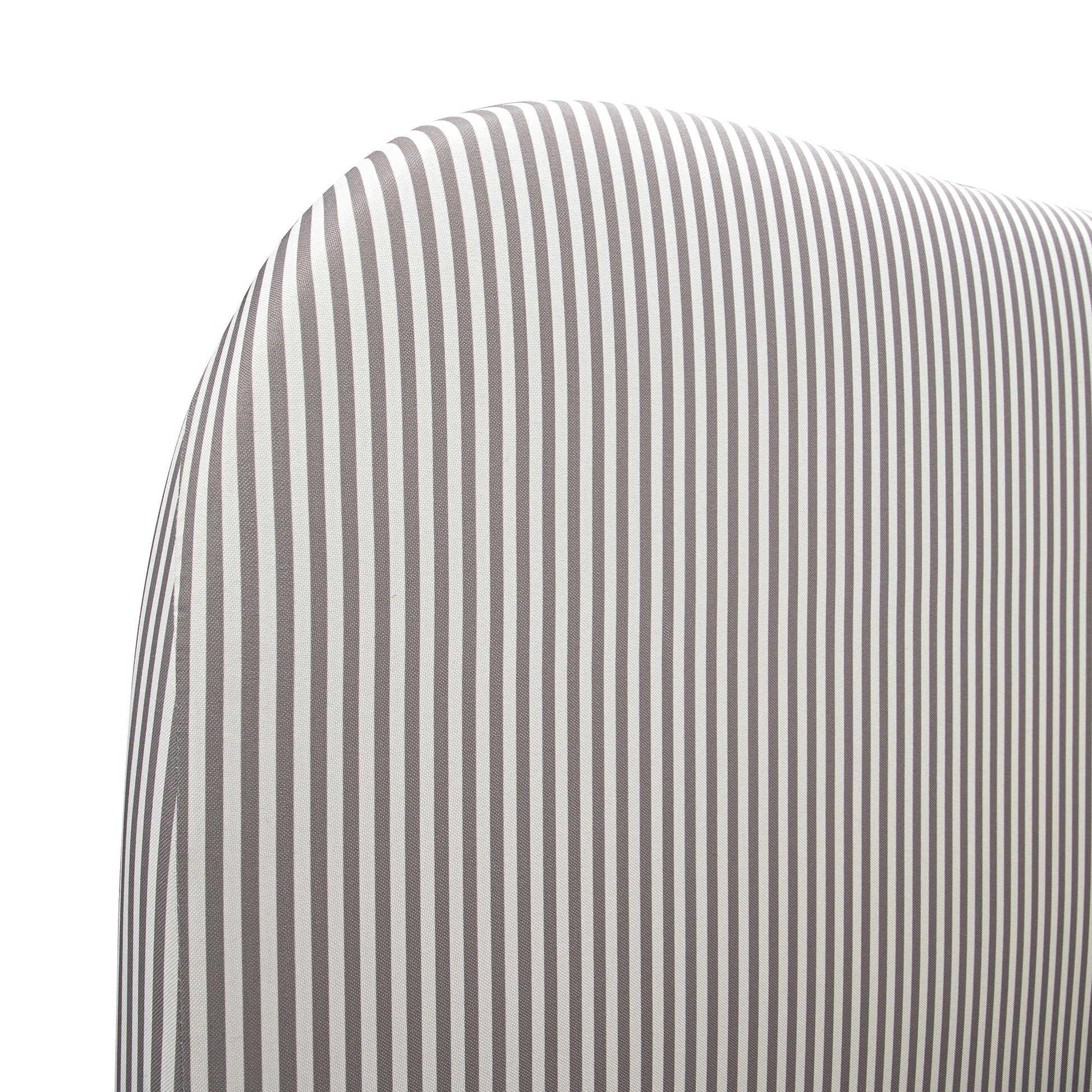 Egerie Curved Headboard Light Taupe Striped Fabric Ottoman Bed with Storage