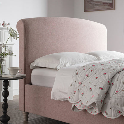 Porchester Ottoman Bed with Storage, Sleigh, Rosewater Pink Fabric