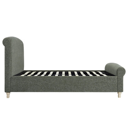 Porchester Ottoman Bed with Storage, Sleigh, Forest Green Chenille