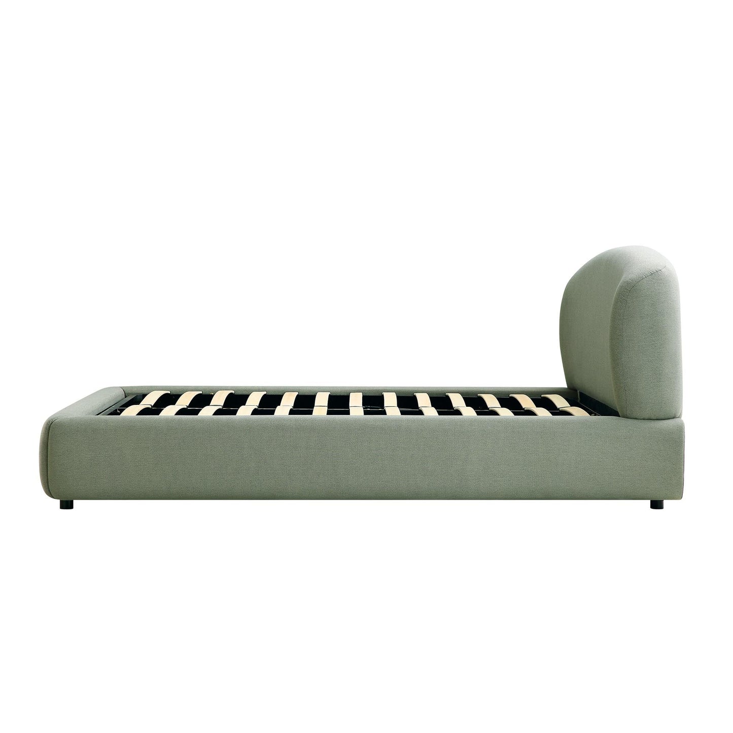 Constance Winged Headboard Ottoman Bed with Storage, Olive Linen