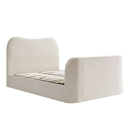Egerie Curved Headboard Beige Boucle TV Bed with Ottoman Storage