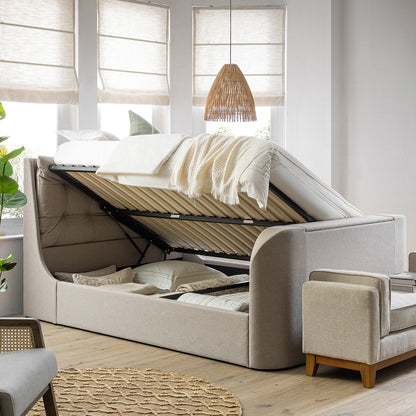 Hadley Stone Fabric TV Bed with Ottoman Storage