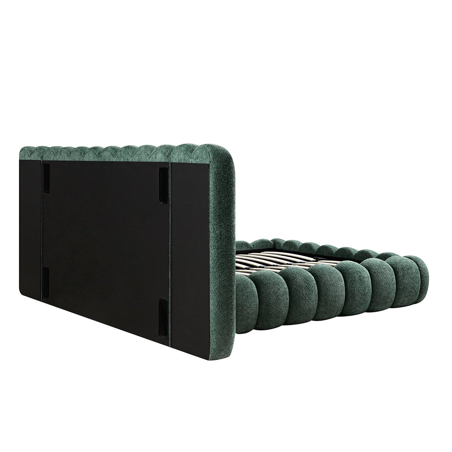 Sebastian Grand Bed with Storage, Forest Green Teddy Bouclé