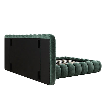 Sebastian Grand Bed with Storage, Forest Green Teddy Bouclé
