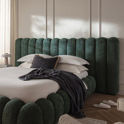 Sebastian Grand Bed with Storage, Forest Green Teddy Bouclé