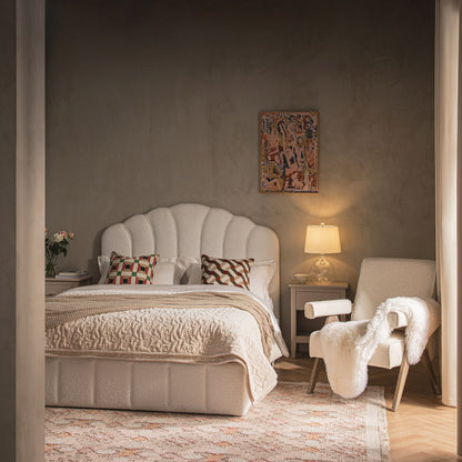 Hana Ottoman Bed with Storage, Ecru Boucle