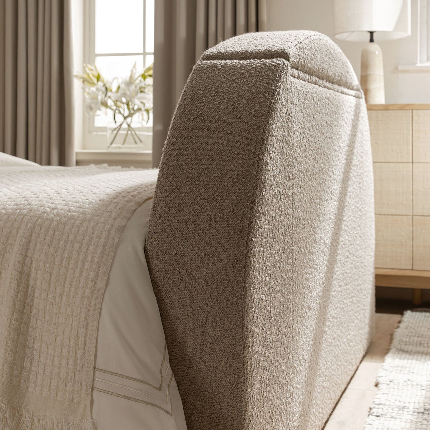 Archer Taupe Boucle TV Bed with Ottoman Storage