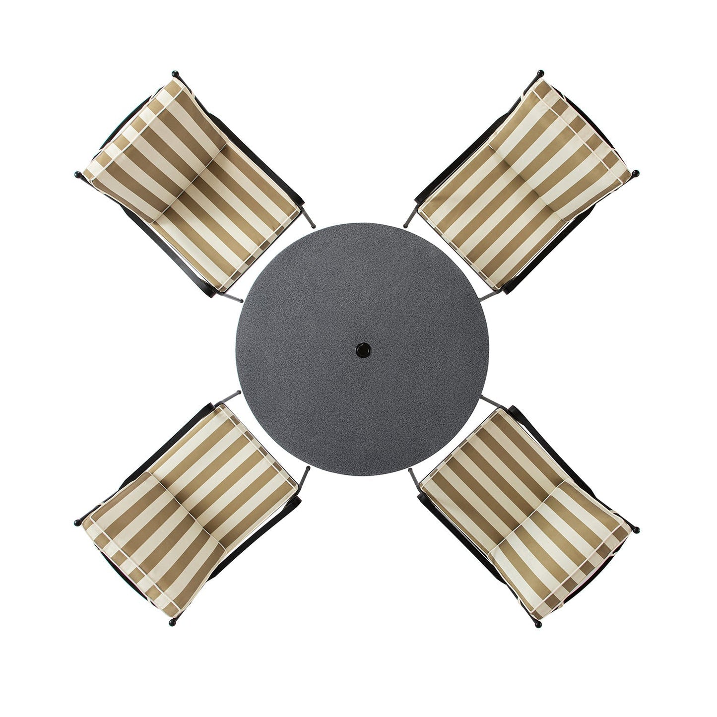 Haymes Indoor and Outdoor Metal 4-Seater Round Dining Set, Khaki Stripe