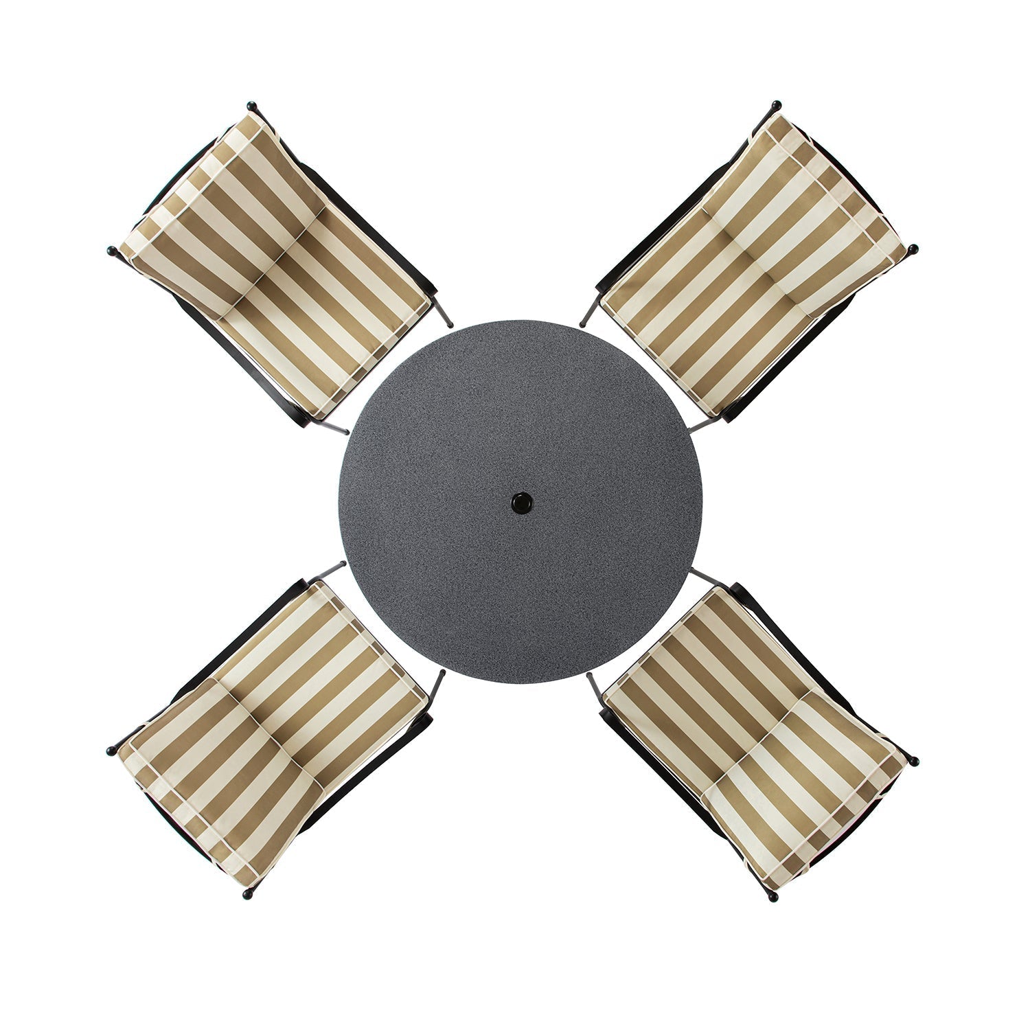 Haymes Indoor and Outdoor Metal 4-Seater Round Dining Set, Khaki Stripe