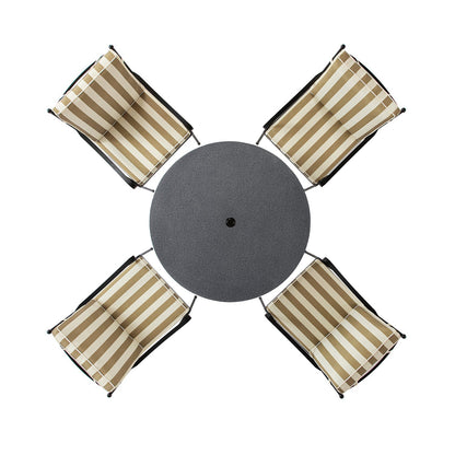 Haymes Indoor and Outdoor Metal 4-Seater Round Dining Set, Khaki Stripe