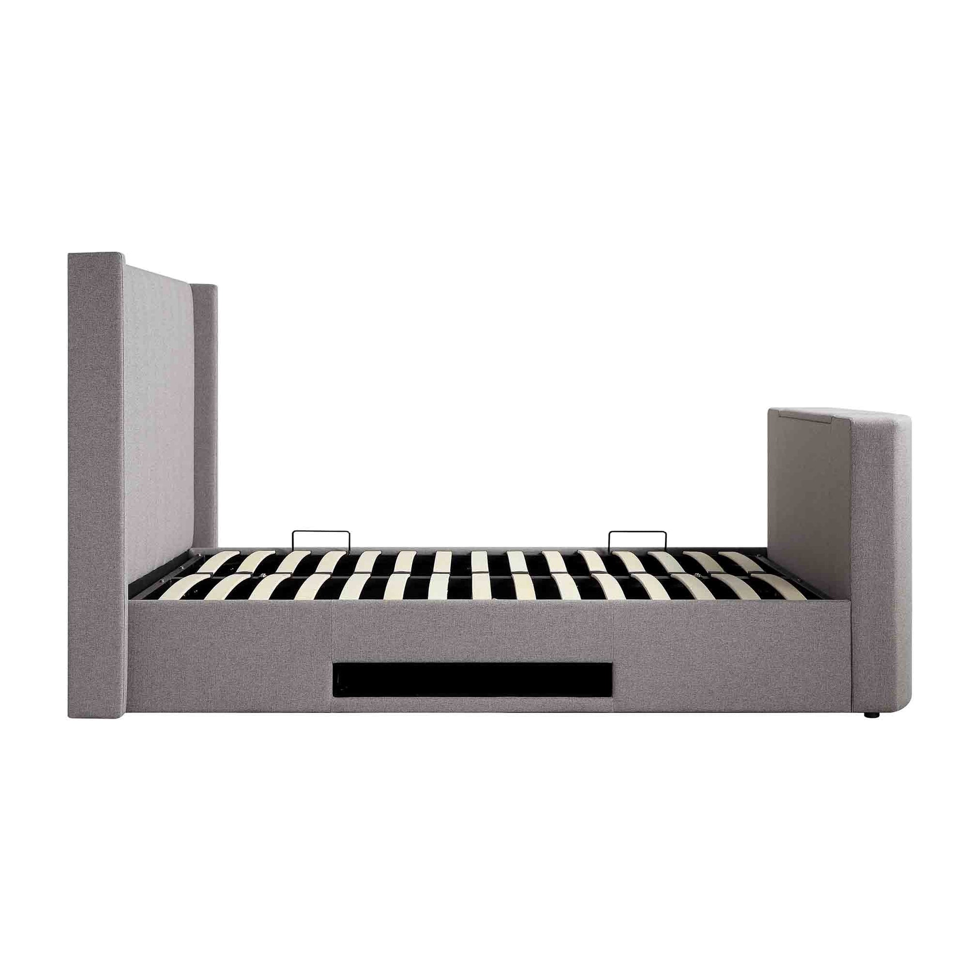 Wilton Grey Fabric TV Bed with Ottoman Storage