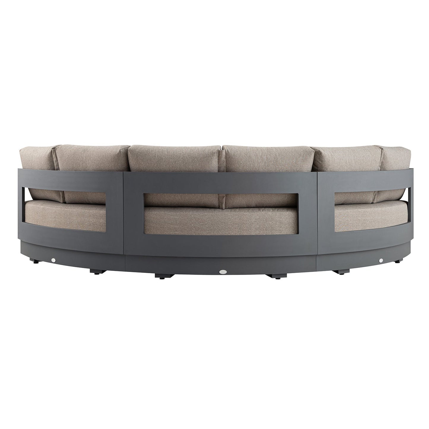 Jardin Aluminium Outdoor Modular Large 3-Piece Curved Sofa Set, Granite