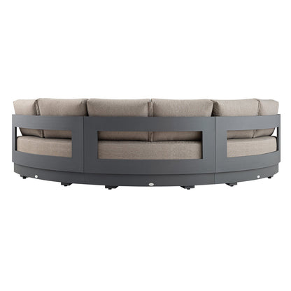 Jardin Aluminium Outdoor Modular Large 3-Piece Curved Sofa Set, Granite
