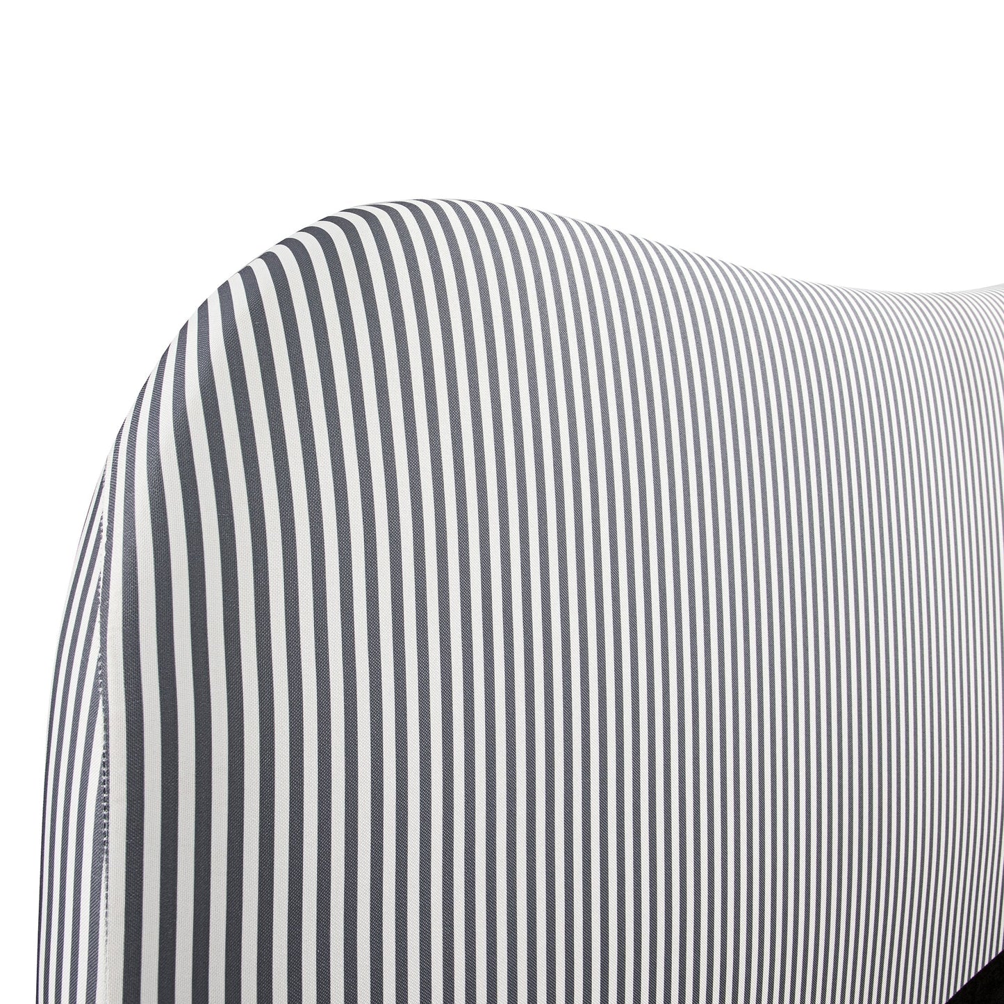 Egerie Curved Headboard Slate Blue Striped Fabric Ottoman Bed with Storage
