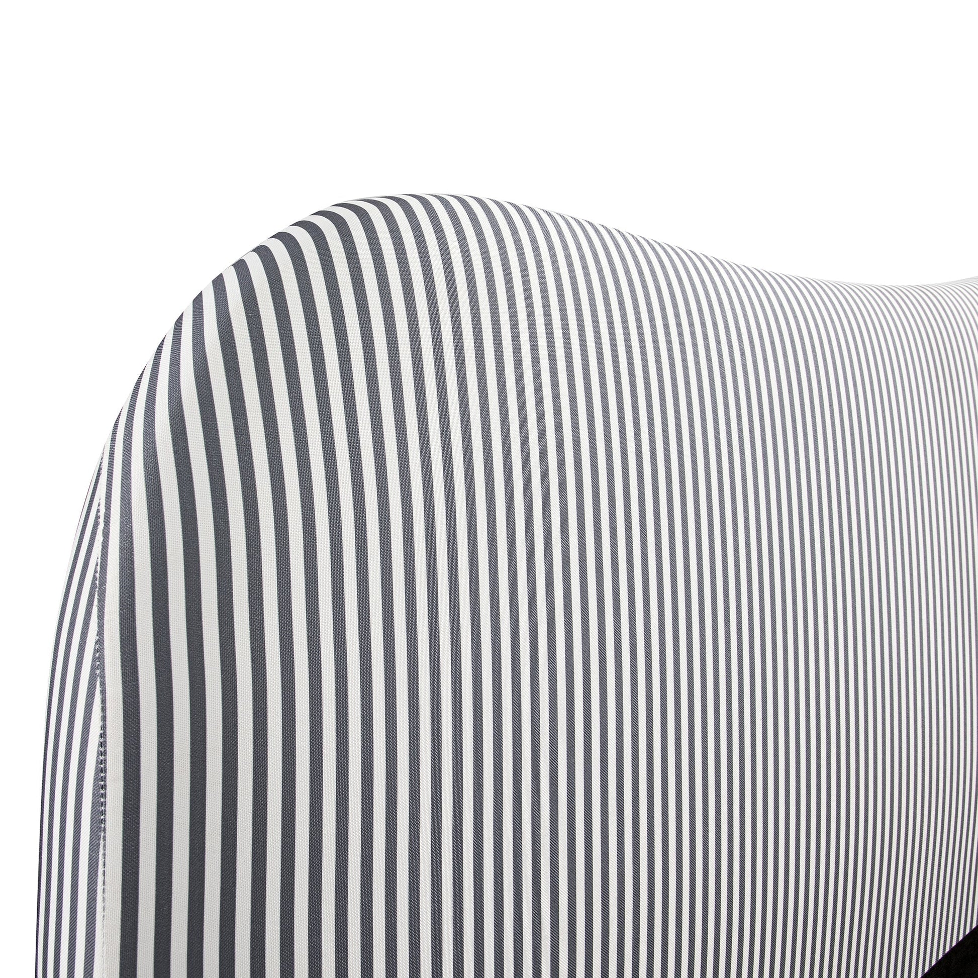 Egerie Curved Headboard Slate Blue Striped Fabric Ottoman Bed with Storage