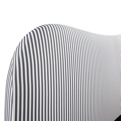 Egerie Curved Headboard Slate Blue Striped Fabric Ottoman Bed with Storage