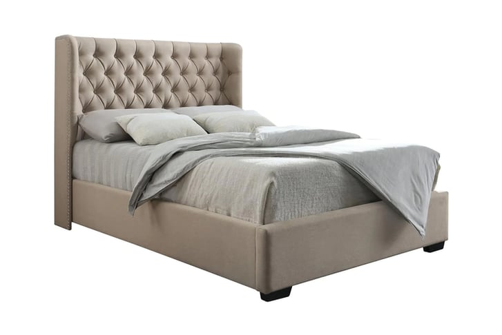 Upholstered Chesterfield Wing Sleigh Bed Frame