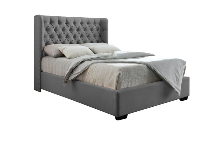 Upholstered Chesterfield Wing Sleigh Bed Frame