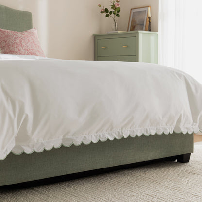 Chilworth Upholstered Ottoman Bed with Storage, Water Green Chenille