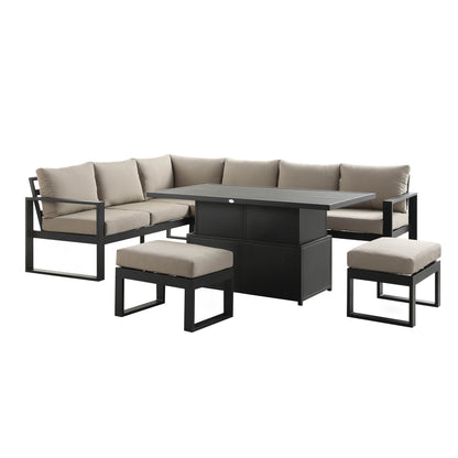 Albany Aluminium Large Corner Casual Garden Dining Set with Rising Table, Taupe