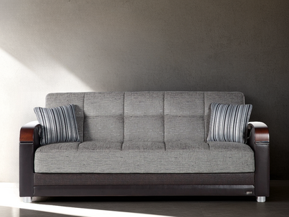 Luna Sleeper Sofa Bed – 87" Wide with Wooden Arms | Mid-Century Modern Convertible Sofa
