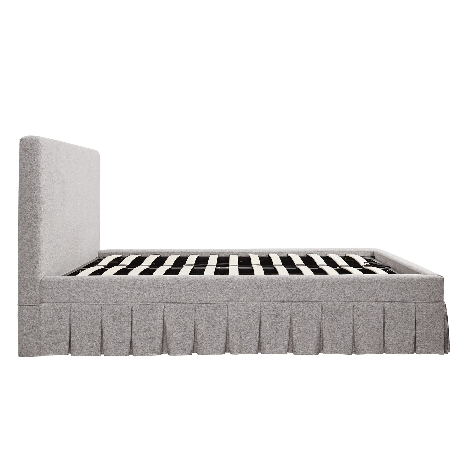 Egerton Box-Pleat Ottoman Bed with Storage, Stone Brushed Fabric