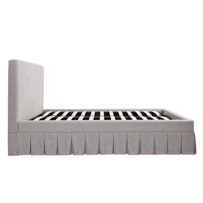 Egerton Box-Pleat Ottoman Bed with Storage, Stone Brushed Fabric