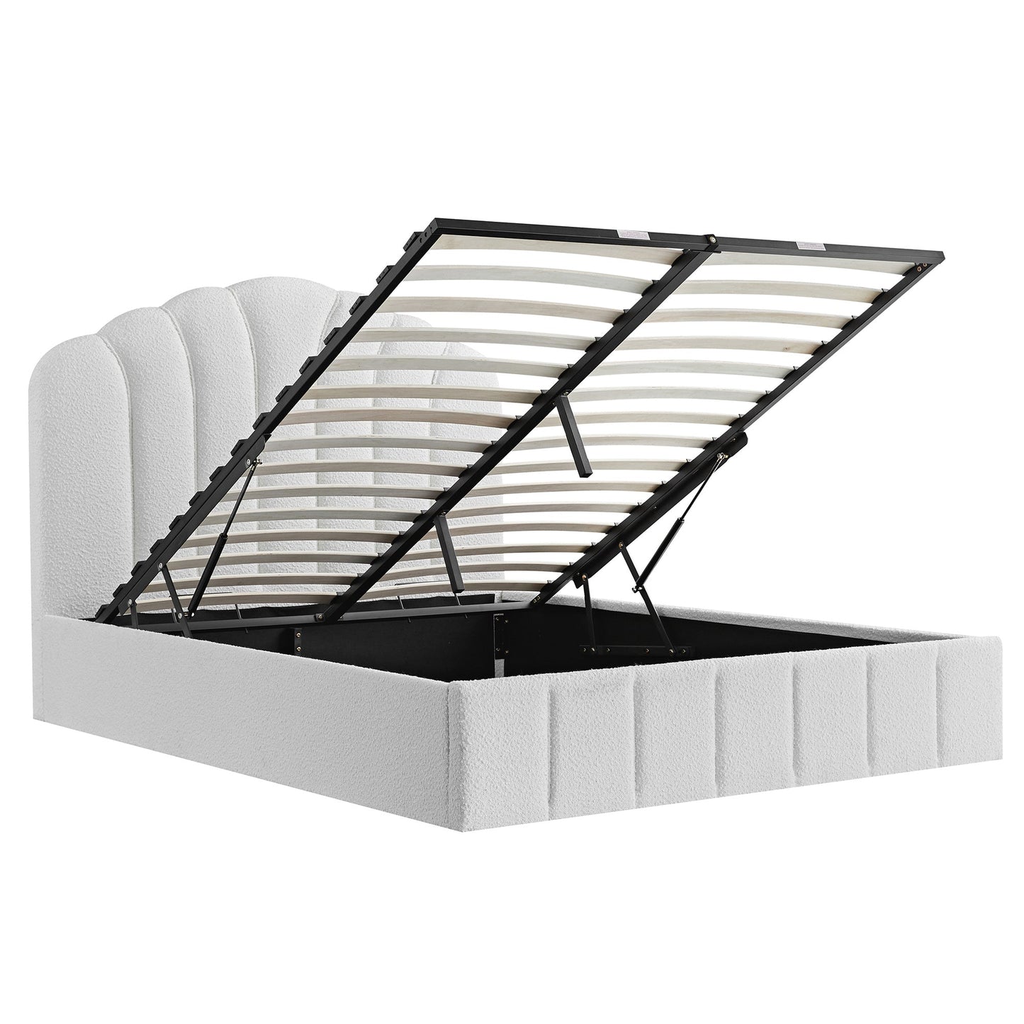 Hana Ottoman Bed with Storage, Ecru Boucle