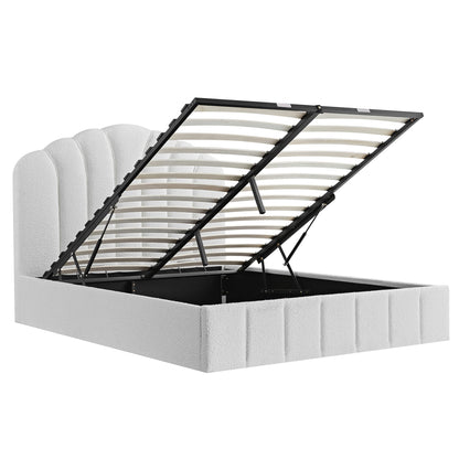 Hana Ottoman Bed with Storage, Ecru Boucle