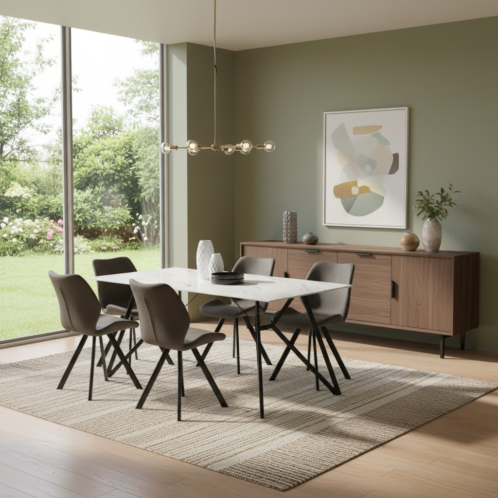 Weston Marble Effect Dining Table and 6 Chairs Set