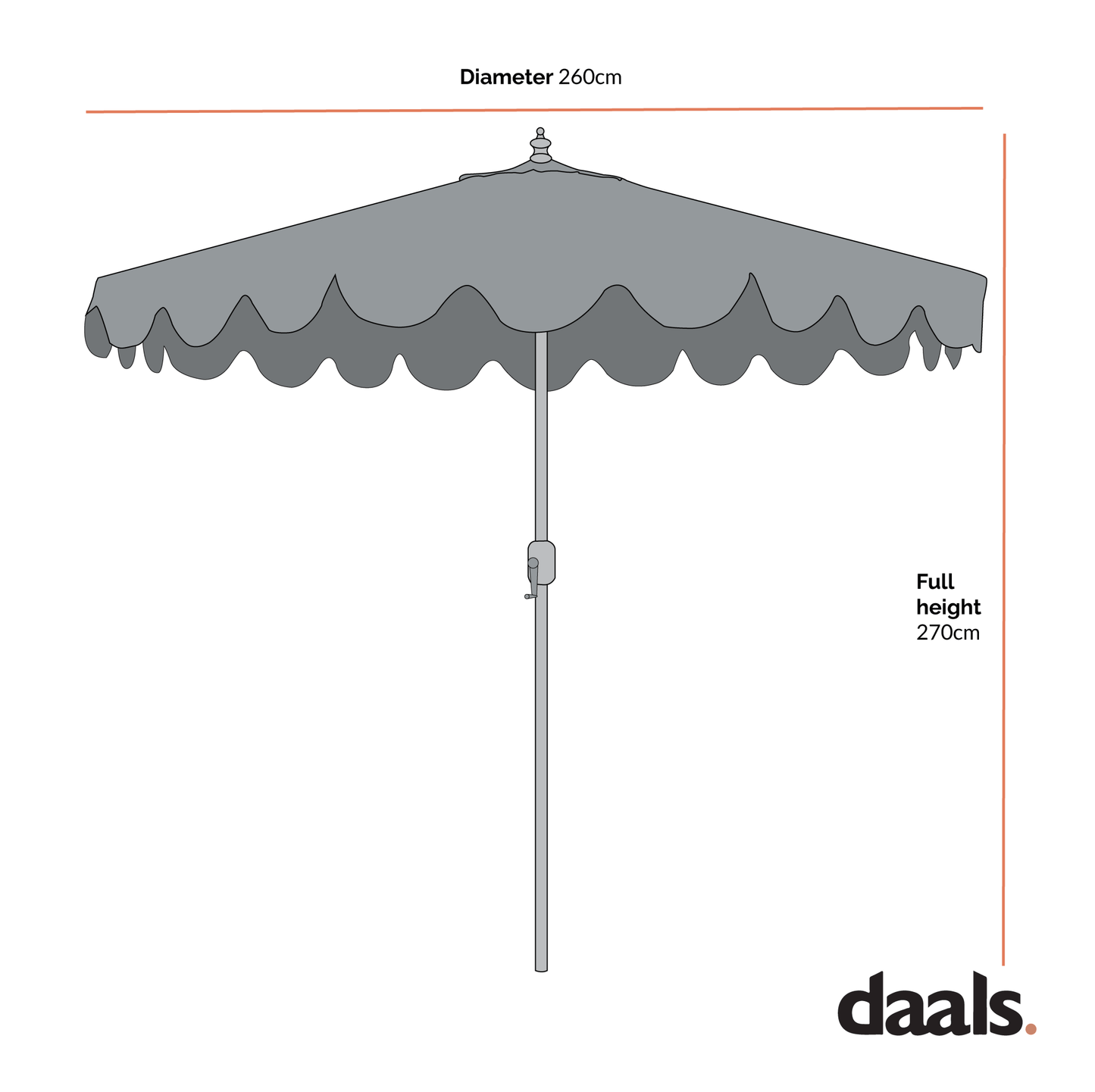 Lemon Branch 2.6M Octagonal Parasol with Aluminium Tilt