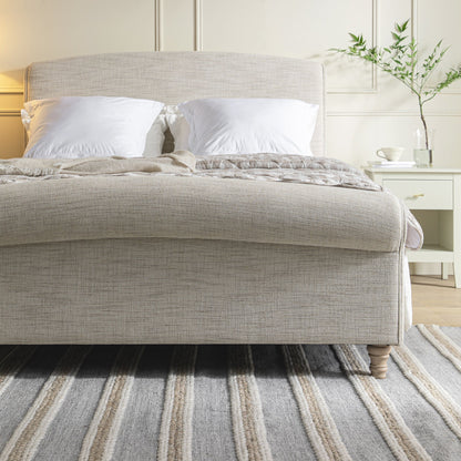 Porchester Ottoman Bed with Storage, Sleigh, Oatmeal Woven Textured Fabric