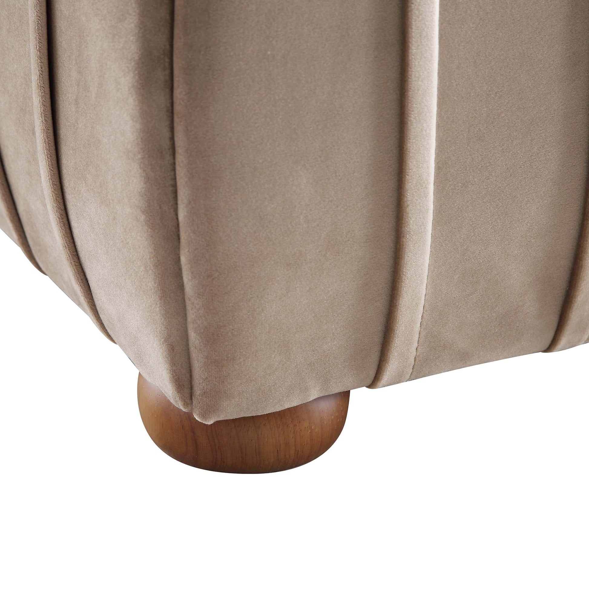 Helia Pleated Ottoman Bed with Storage, Taupe Velvet