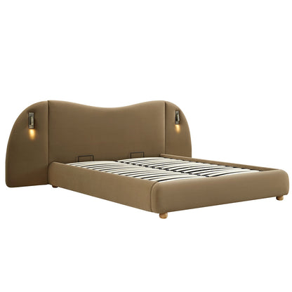 Egerie Extended Headboard Ottoman Bed with Storage, Hazel Velvet