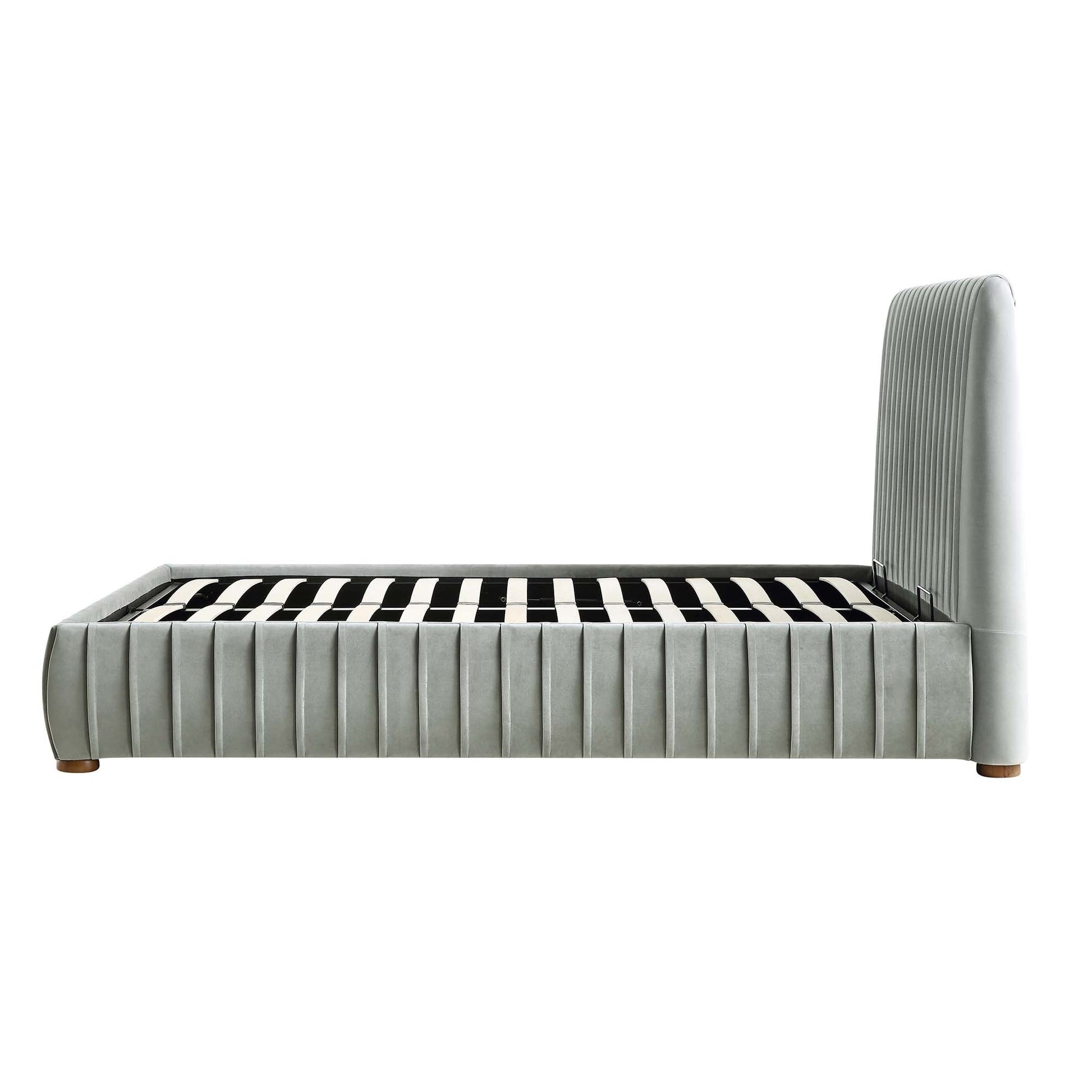 Helia Pleated Ottoman Bed with Storage, Silver Grey Velvet