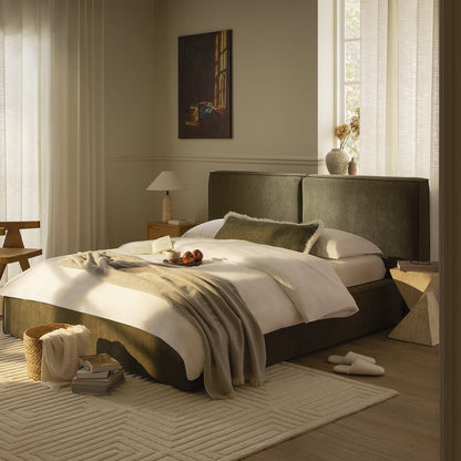 Claudine Ottoman Bed with Storage, Moss Green Corduroy