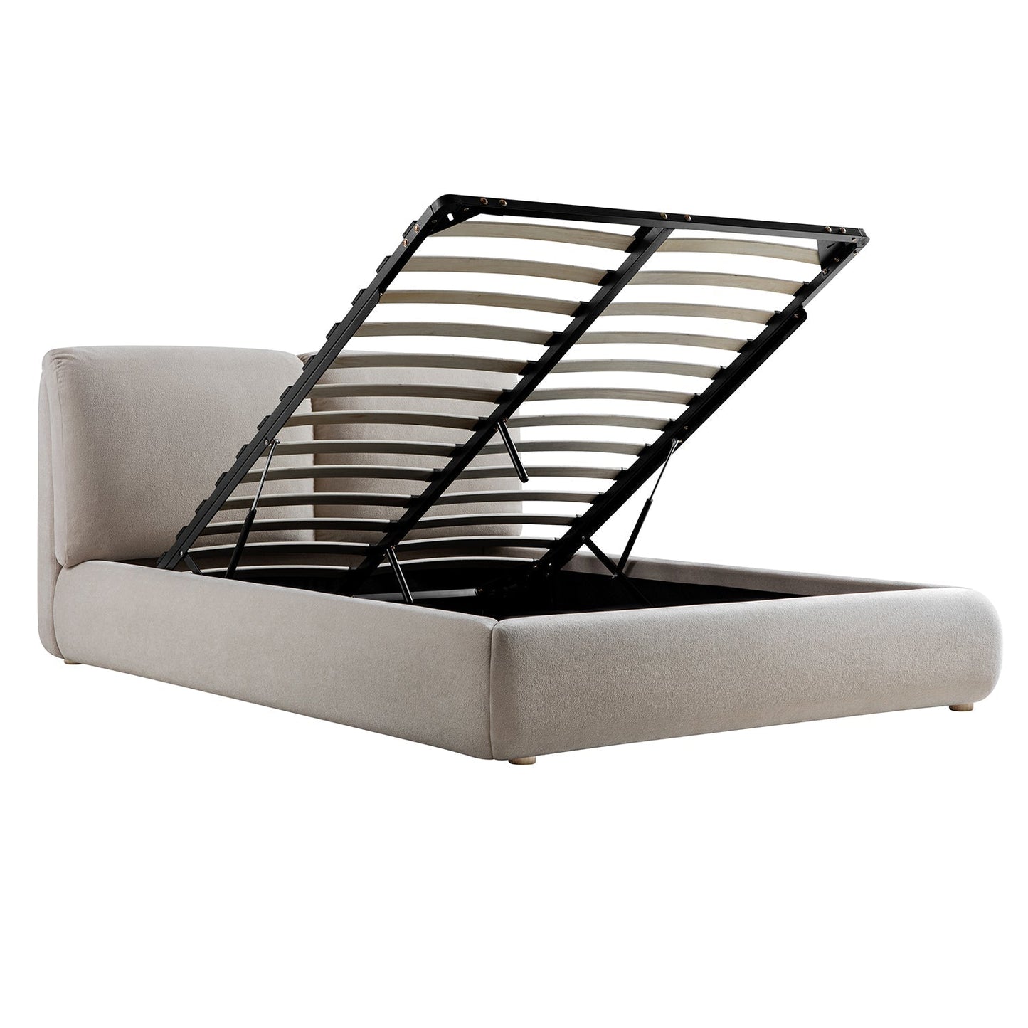 Thera Pillow Headboard Upholstered Bed, Fawn Chenille