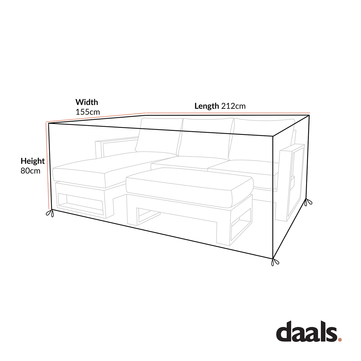 Garden Furniture Cover for Montrose Aluminium Outdoor Sofa Set with Chaise