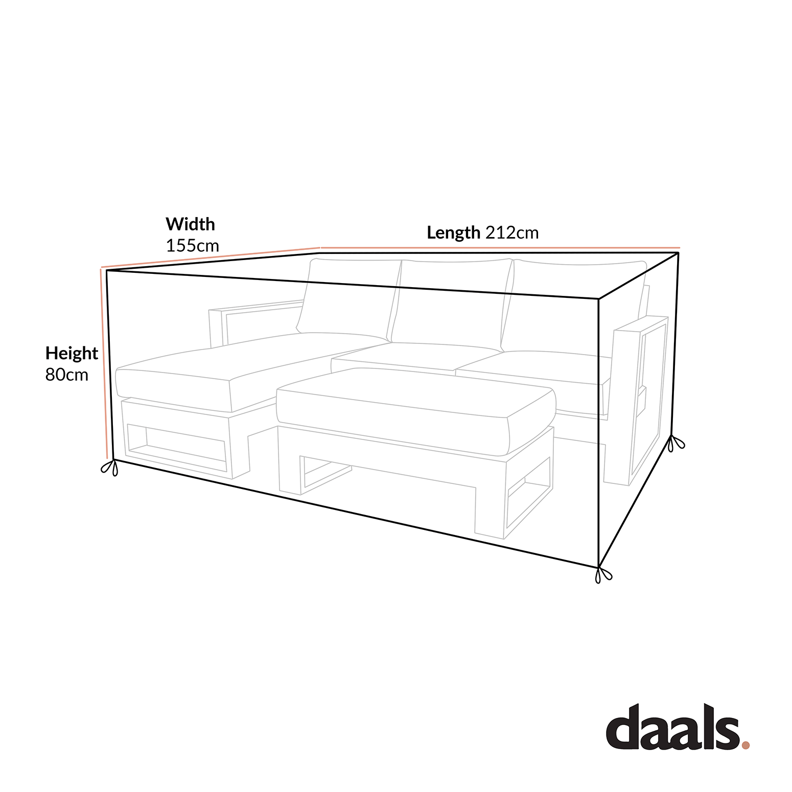 Garden Furniture Cover for Montrose Aluminium Outdoor Sofa Set with Chaise