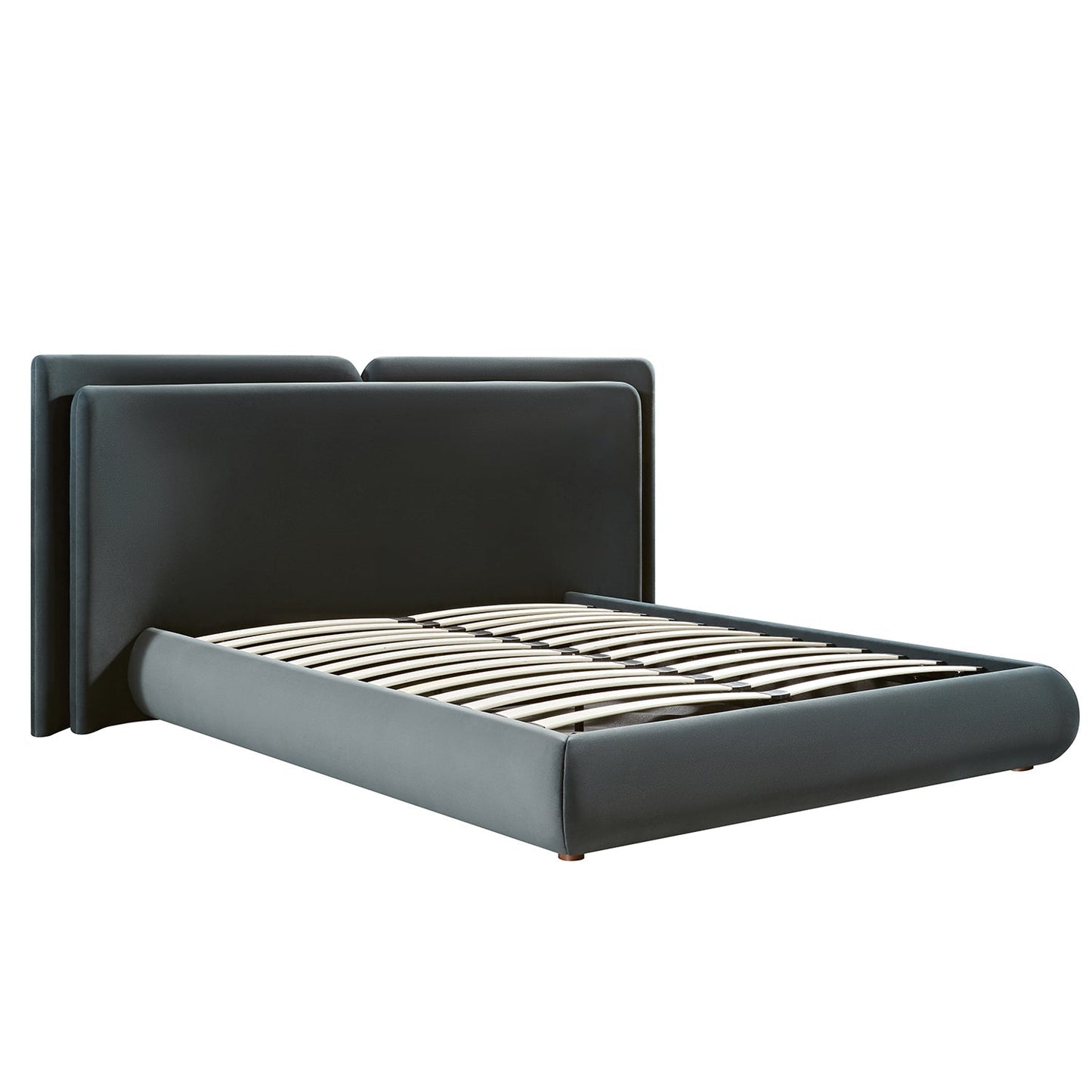 Jolene Layered Wingback Bed with Storage, Aegean Blue Velvet