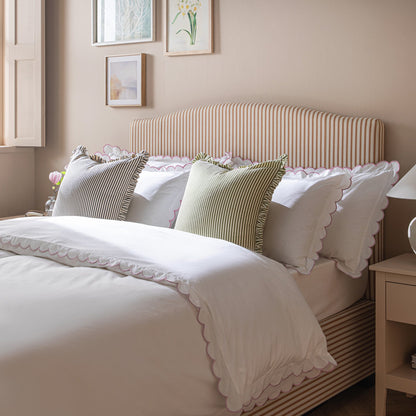 Chilworth Upholstered Ottoman Bed with Storage, Ochre Stripe Linen Blend